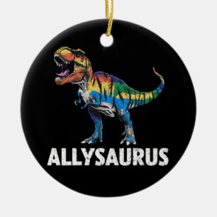 Allysaurus LGBT Dinosaurier Regenbogenflagge Ally  Keramik Ornament