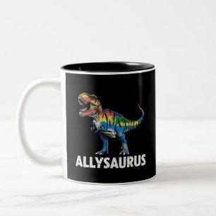 Allysaurus LGBT Dinosaurier Regenbogenflagge Ally  Zweifarbige Tasse