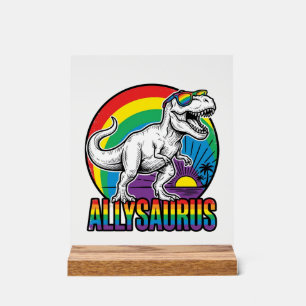 Allysaurus Regenbogen-Dinosaurier Vintage-T-Shirt- Acrylschild