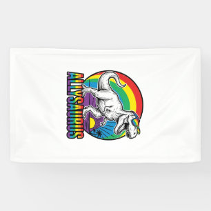 Allysaurus Regenbogen-Dinosaurier Vintage-T-Shirt- Banner