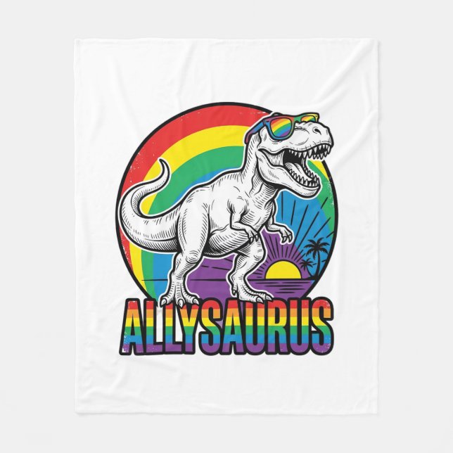 Allysaurus Regenbogen-Dinosaurier Vintage-T-Shirt- Fleecedecke (Vorderseite)