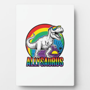 Allysaurus Regenbogen-Dinosaurier Vintage-T-Shirt- Fotoplatte