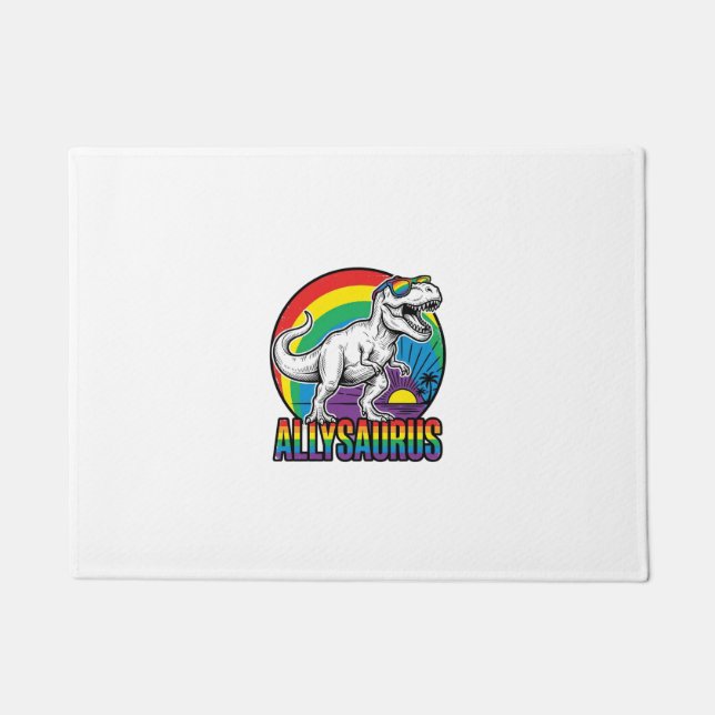 Allysaurus Regenbogen-Dinosaurier Vintage-T-Shirt- Fußmatte (Vorderseite)