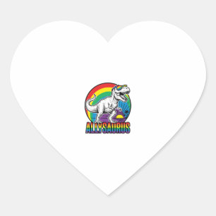Allysaurus Regenbogen-Dinosaurier Vintage-T-Shirt- Herz-Aufkleber