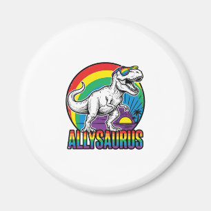 Allysaurus Regenbogen-Dinosaurier Vintage-T-Shirt- Magnet