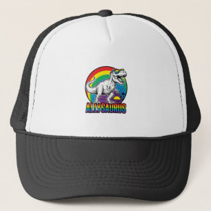 Allysaurus Regenbogen-Dinosaurier Vintage-T-Shirt- Truckerkappe