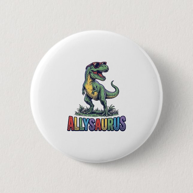 Allysaurus Vintage Dinosaur Sonnenbrille Shirt Des Button (Vorderseite)