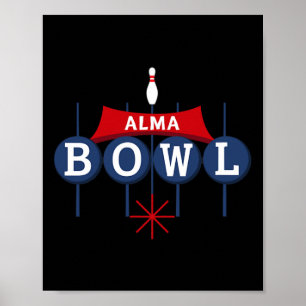 Alma Bowl Retro-Zeichen - Bowlin Vintager Stil der Poster