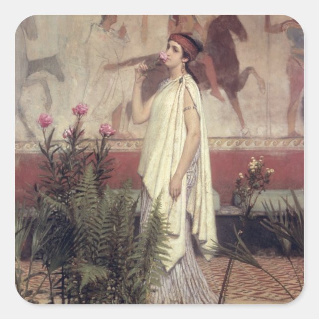 Alma-Tadema | eine griechische Frau, 1869 Quadratischer Aufkleber (Vorderseite)