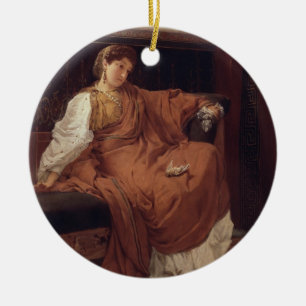 Alma-Tadema Lesbia, das über einem Spatzen wein Keramikornament