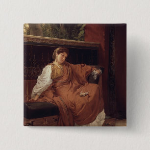 Alma-Tadema Lesbia, das über einem Spatzen weint Button