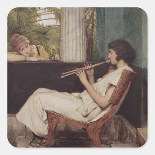 Alma-Tadema Music Hath Charms Quadratischer Aufkleber