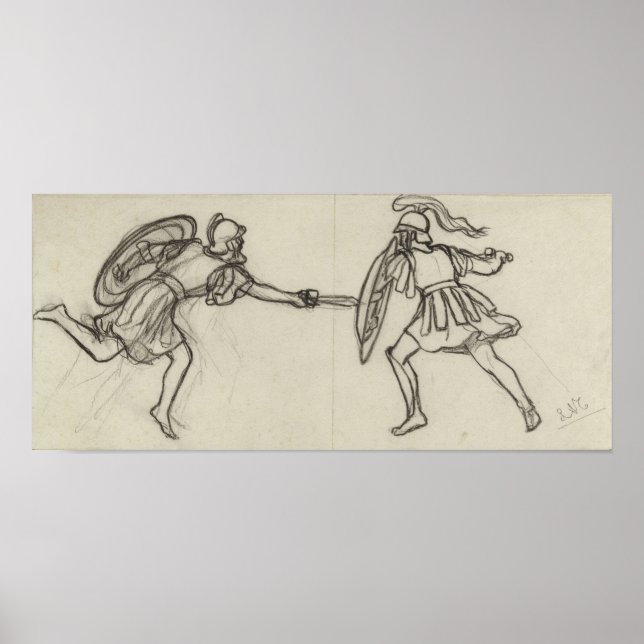 Alma-Tadema - Zwei Combatant Gymnasiasten mit Helm Poster (Vorne)