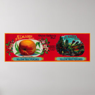 Almaden Peach Label Poster