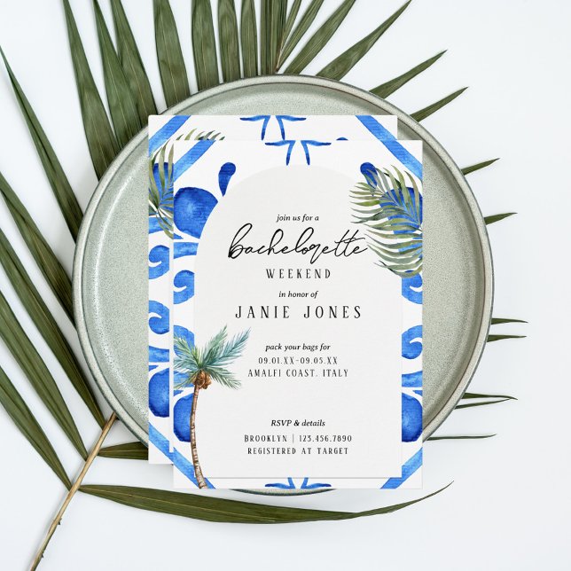 Almafi Vibes Blue Tile Junggeselinnen-Abschied Wee Einladung (Von Creator hochgeladen)