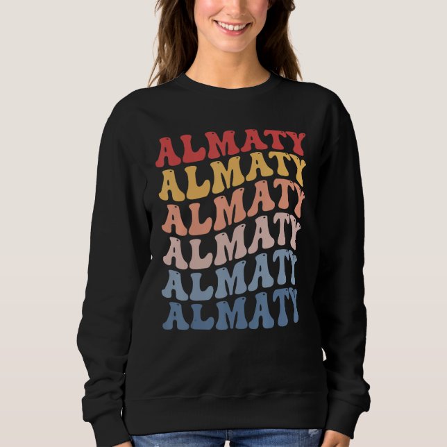 Almaty City Groovy Retro Sweatshirt (Vorderseite)