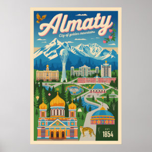 Almaty Kasachstan Retro-Reiseposter-Kunst Poster