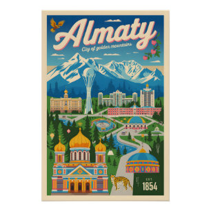 Almaty Kasachstan Retro-Reiseposter-Kunst Poster