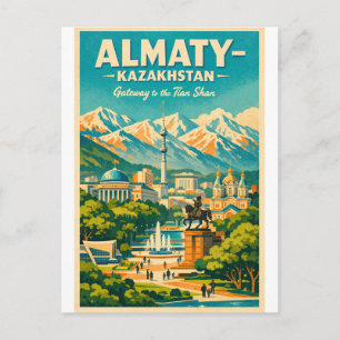 Almaty Stadt, Kasachstan Vintage Reise Postkarte