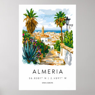 Almeria Aquarell Vintage Reiseposter Ski Poster