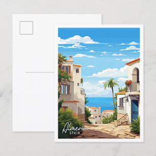 Almeria Spain Art vintage Reise Illustration Postkarte