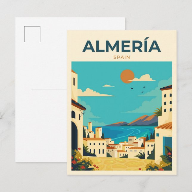 Almeria Spanien Vintag Illustration Travel Postkarte (Vorne/Hinten)