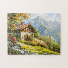 Almhaus mit Blick auf das Tal Puzzle