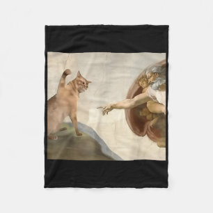 Almighty Slap Funny Cat Gottes Schöpfung von Adam  Fleecedecke