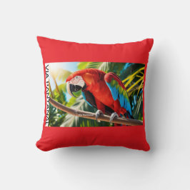 Almofada 40,6 cm x 40,6 cm Arara Vermelha Kissen