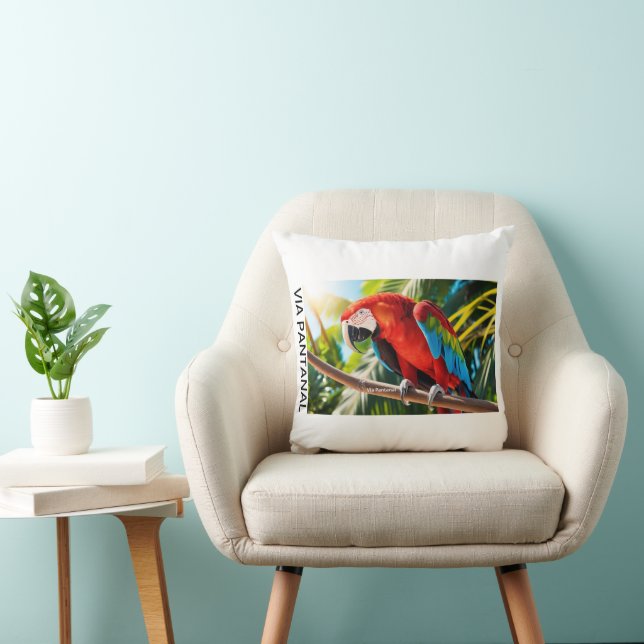 Almofada 40,6 cm x 40,6 cm Arara Vermelha Kissen (Stuhl )