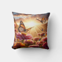 Almofada 40,6 cm x 40,6 cm, Borboletas no jardim Kissen