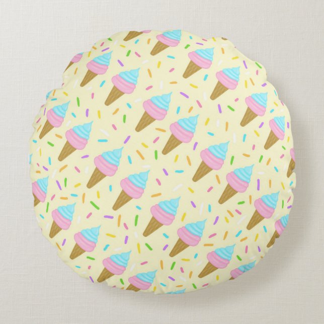 Almofada fofa com estampa contínua de sorvetes rundes kissen (Vorderseite)