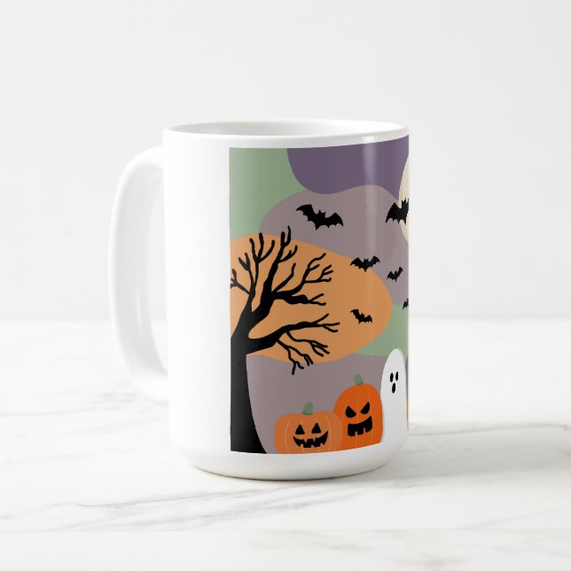 Almofada noite de halloween abóboras e fantasmas kaffeetasse (Vorderseite Links)