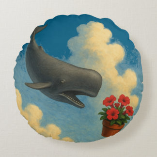 Almofada Redonda Whale & Bowl Of Petunias Rundes Kissen