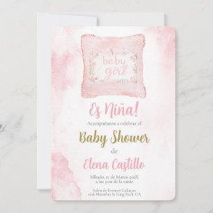 Almohada Baby Shower Girl auf Spanisch Einladung