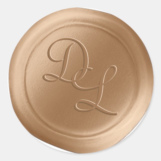 Almond Beige 2 Letter Monogram Wax Siegel Stickers (Vorderseite)