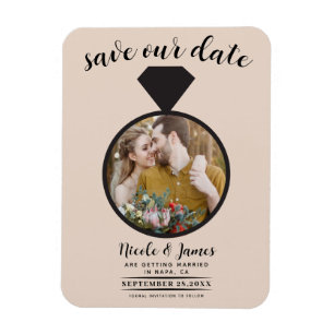 Almond Bisque Wedding Ring Foto Save the Date Magnet