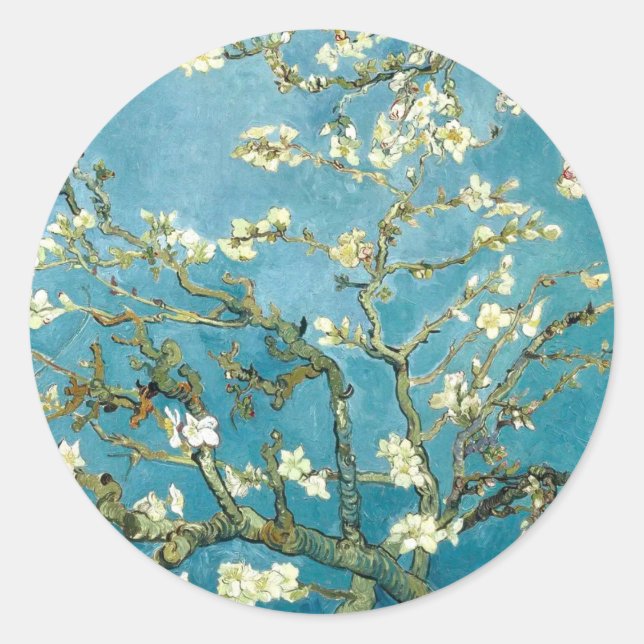 Almond blossom (1890) Vincent Van Gogh Fine Art Runder Aufkleber (Vorderseite)