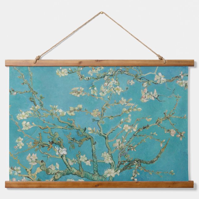 Almond Blossom, Oil Painting, Vincent Van Gogh Wandteppich Mit Holzrahmen (Vorne)