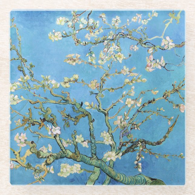 Almond Blossom Vincent van Gogh Glasuntersetzer (Vorderseite)