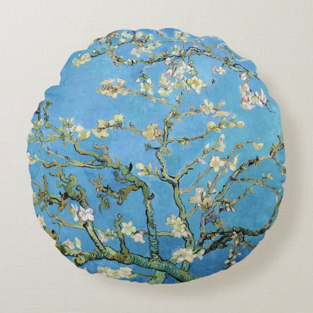Almond Blossom Vincent van Gogh Rundes Kissen (Vorderseite)
