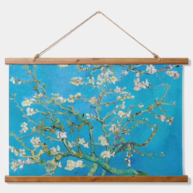 Almond Blossom, Vincent van Gogh Wandteppich Mit Holzrahmen (Vorne)