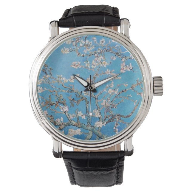 Almond Blossoms Blauer Vincent van Gogh Malerei Armbanduhr (Vorderseite)