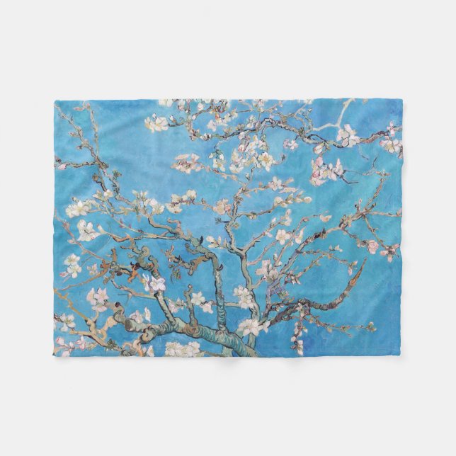 Almond Blossoms Blauer Vincent van Gogh Malerei Fleecedecke (Vorderseite (Horizontal))
