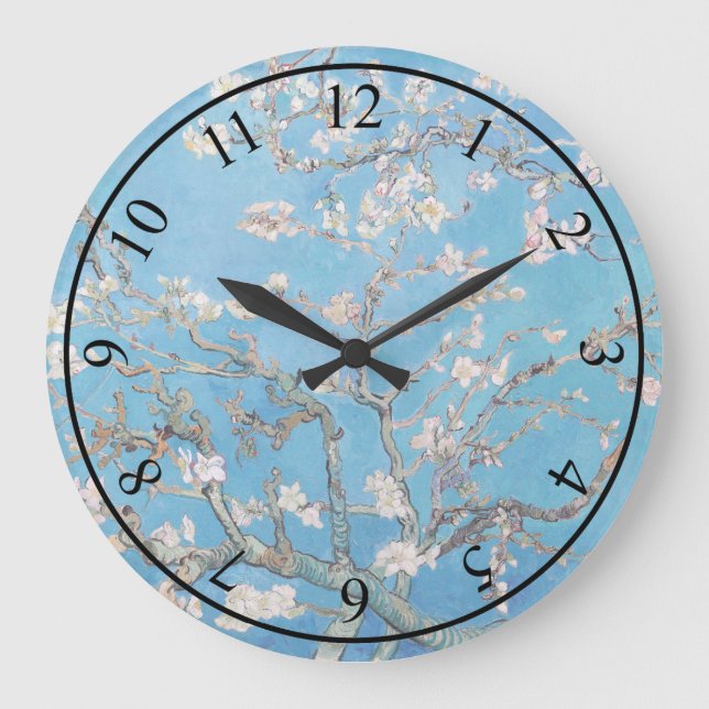 Almond Blossoms Blauer Vincent van Gogh Malerei Große Wanduhr (Vorderseite)
