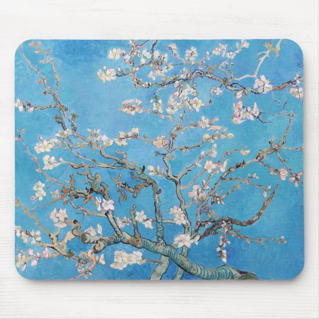 Almond Blossoms Blauer Vincent van Gogh Malerei Mousepad (Vorne)