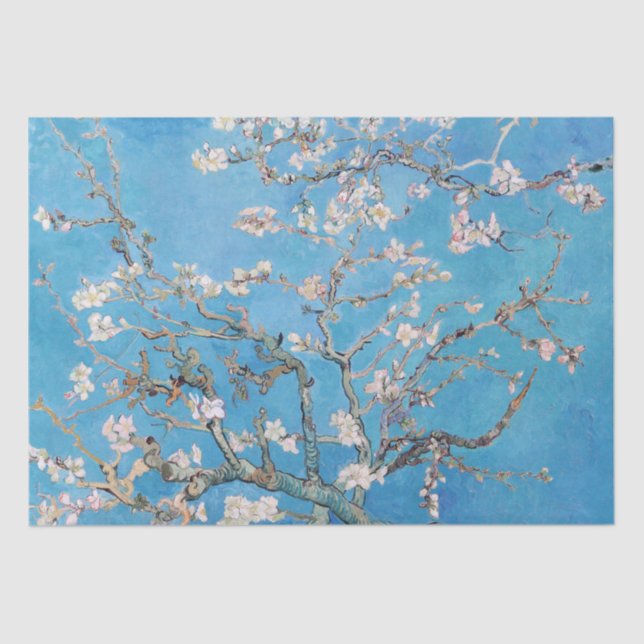 Almond Blossoms Blauer Vincent van Gogh Malerei Seidenpapier (Vorderseite)