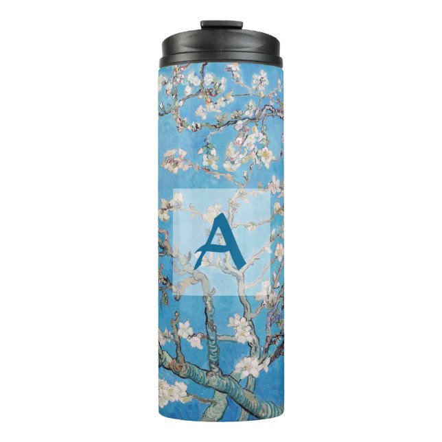 Almond Blossoms Blue Vincent van Gogh Art Monogram Thermosbecher (Vorderseite)