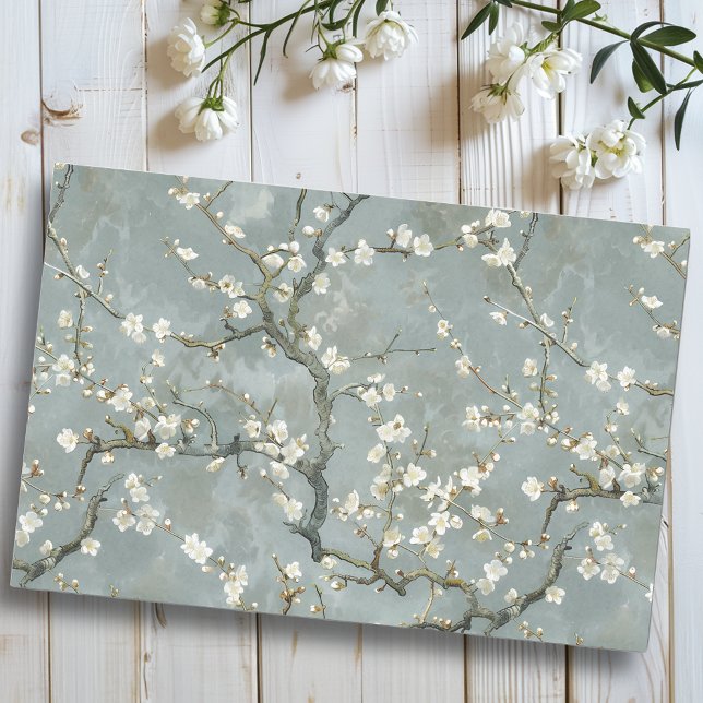 Almond Blossoms Gray Vincent Van Gogh Seidenpapier (Von Creator hochgeladen)