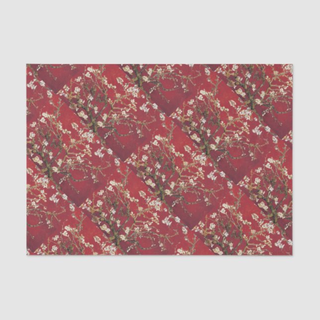 Almond Blossoms Roter Vincent van Gogh Malerei Seidenpapier (Vorderseite)